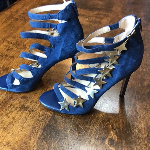 Katy Perry Collections Navy Blue Suede Star-Strap High Heel Sandals - Picture 2 of 16